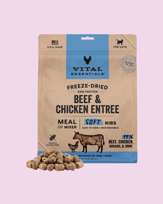 Vital Essentials - Freeze-Dried Beef and Chicken Soft Nibs Raw Cat Food - 12oz