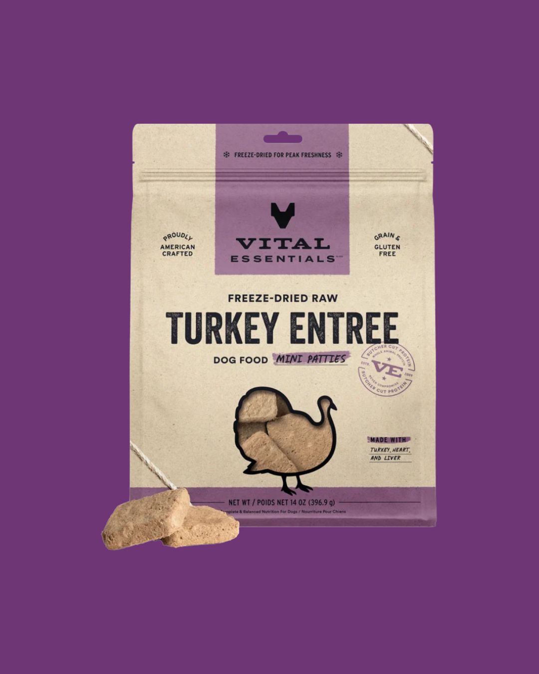 Vital Essentials - Freeze-Dried 14oz Dog Turkey Mini Patties