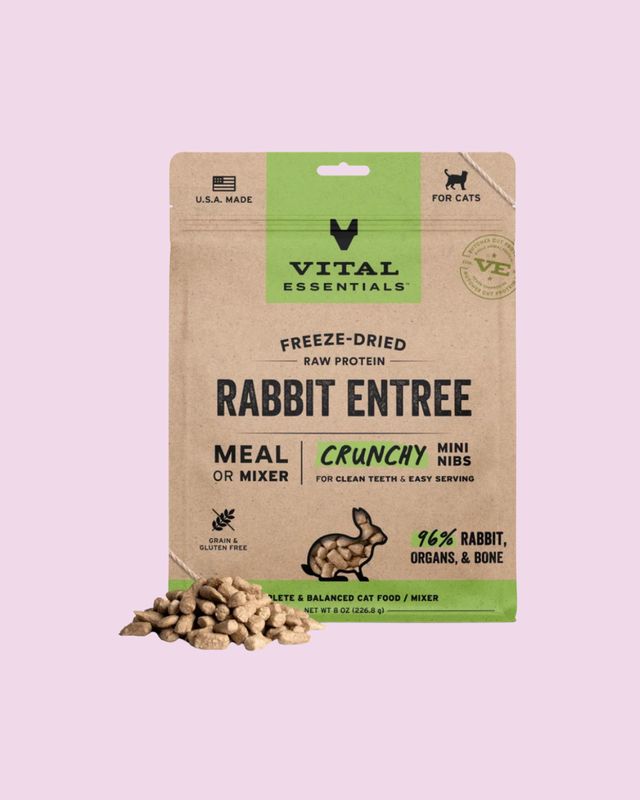 Vital Essentials- Freeze Dried Rabbit Entree Crunchy Mini Nibs for Cats 8oz