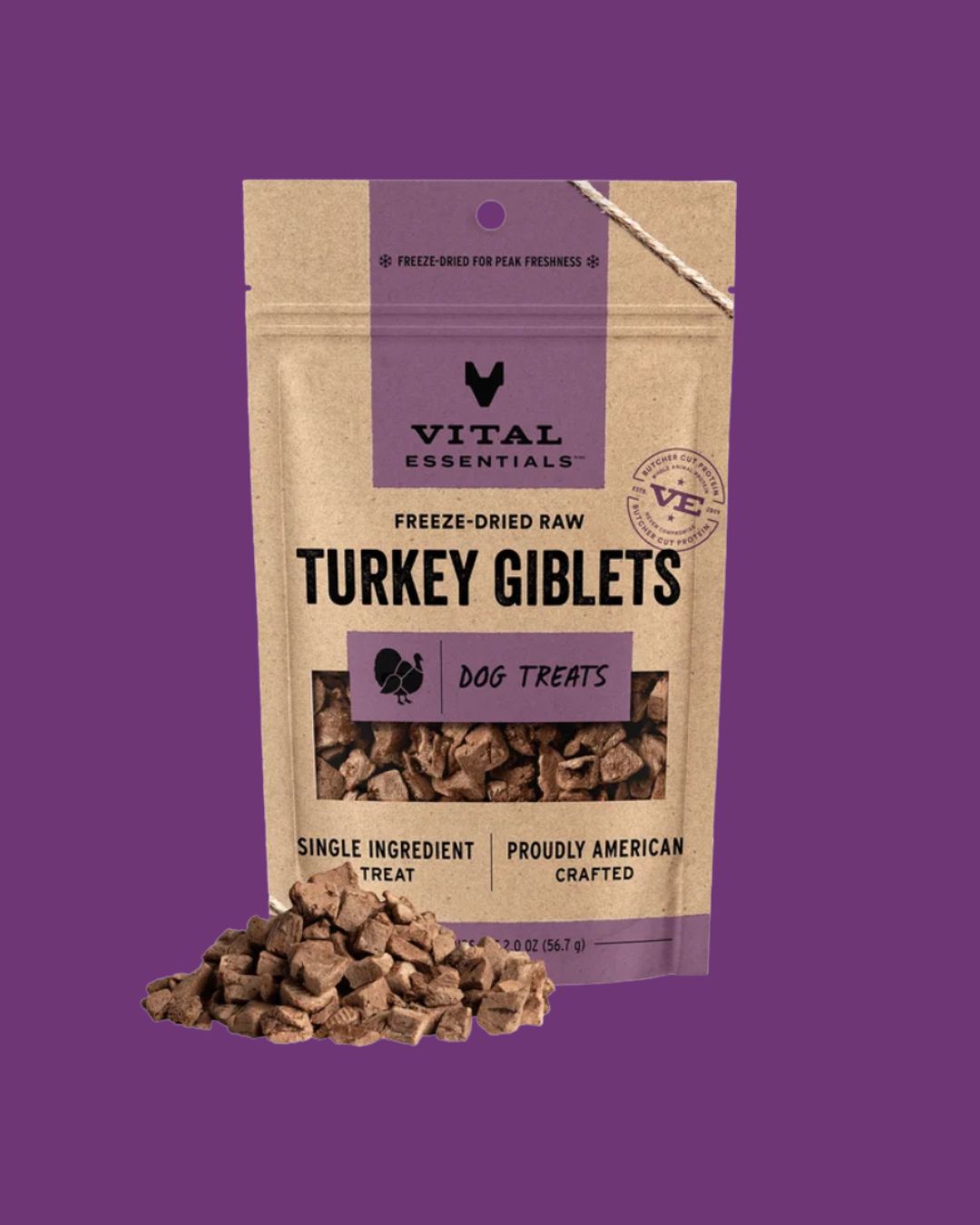 Vital Essentials- Turkey Giblets Dog Treats 2oz