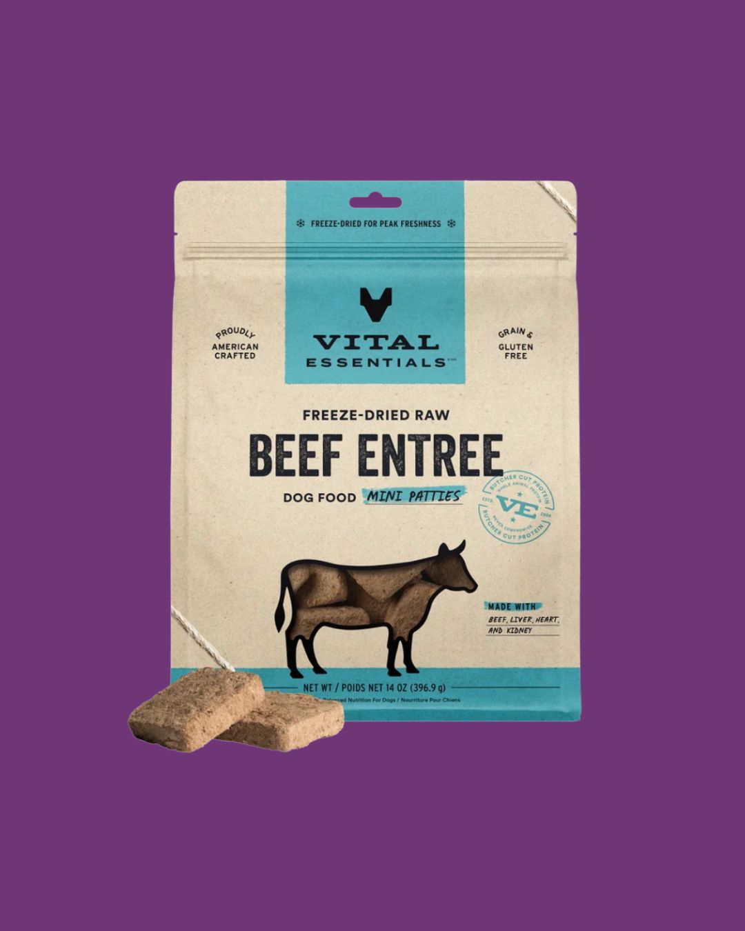 Vital Essentials - Freeze-Dried 14oz Dog Beef Mini Patties