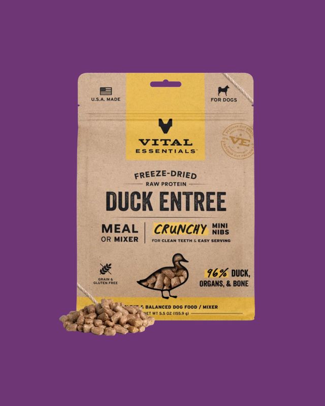 Vital Essentials - Freeze-Dried Duck Mini Crunchy Nibs Raw Dog Food - 14oz