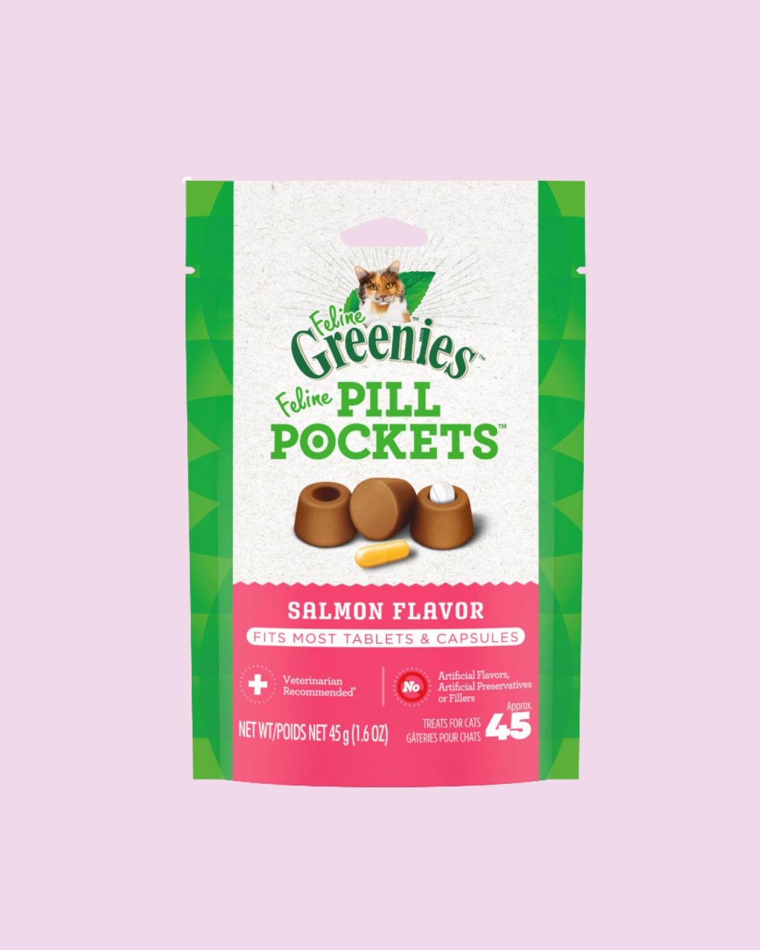 Feline Greenies- Pill Pockets Salmon Flavor 1.6oz