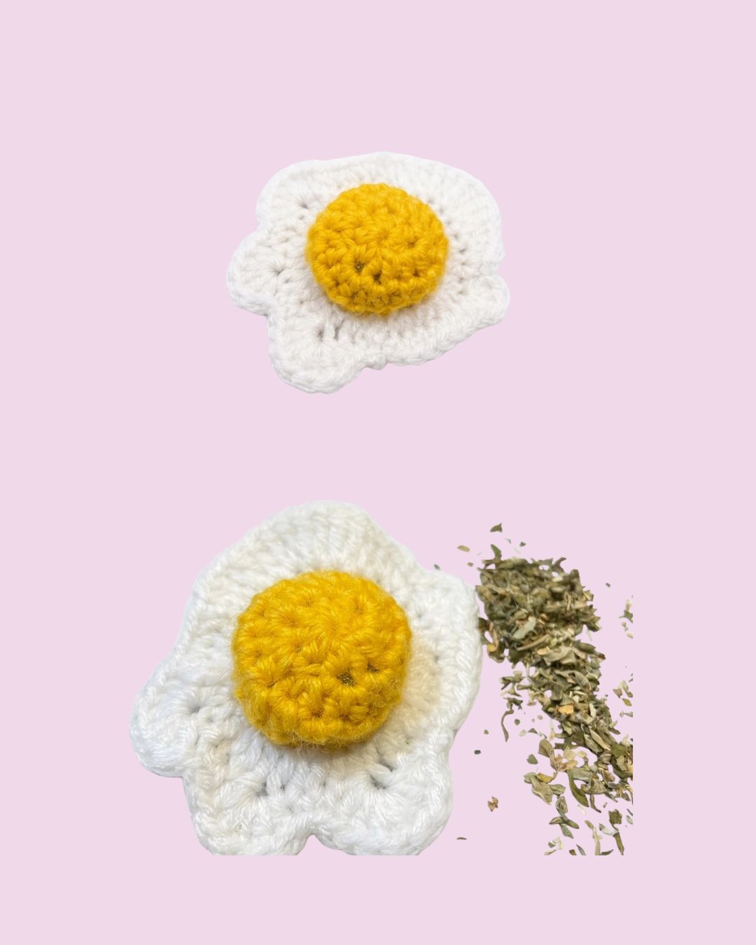 Organic catnip handcrafted crochet Fried egg cat toy