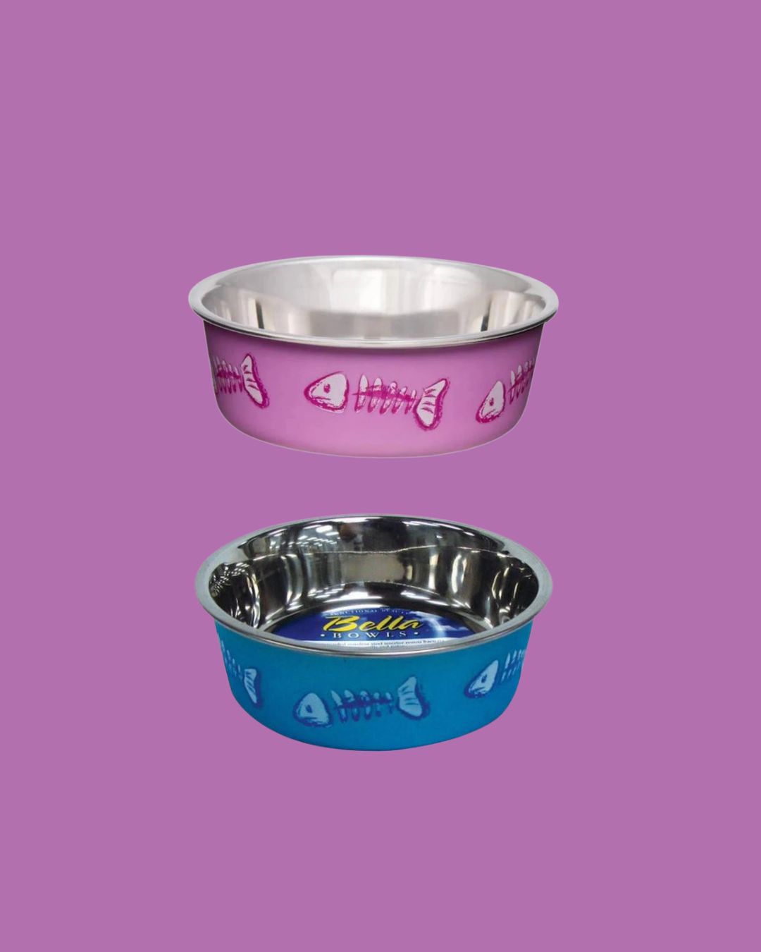 Bella Bowls- Stainless Steel Fishbone Bowl, Color: Blue