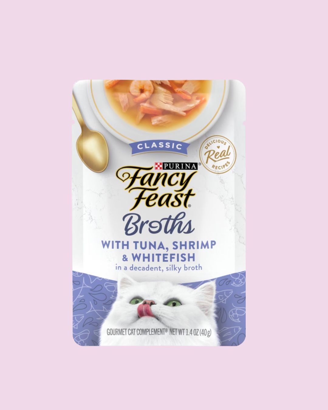 Fancy Feast Broths- Tuna, Shrimp, &amp; Whitefish 1.4oz