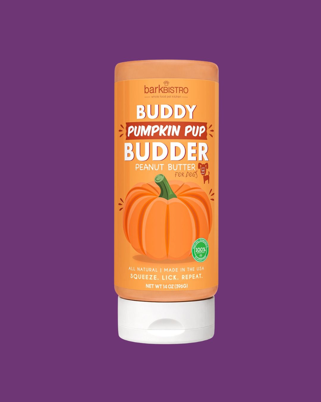 Buddy Budder 14oz Squeeze Bottles, Flavors: Pumpkin Pup