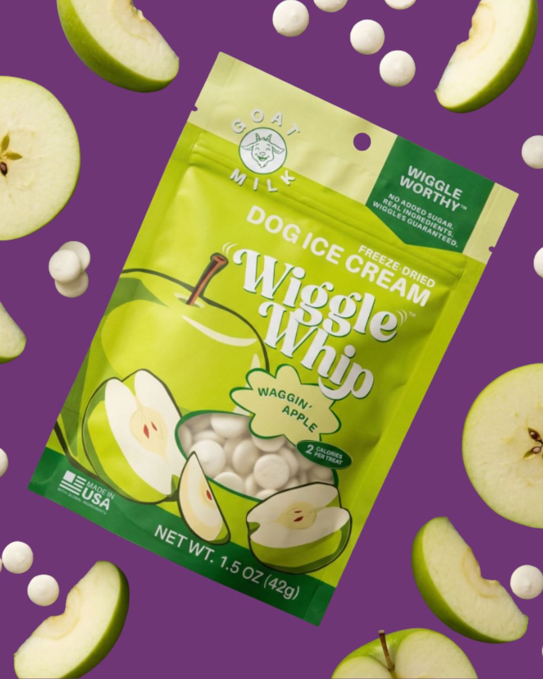 Wiggle Whip Freeze Dried Dog Ice Cream - Waggin' Apple
