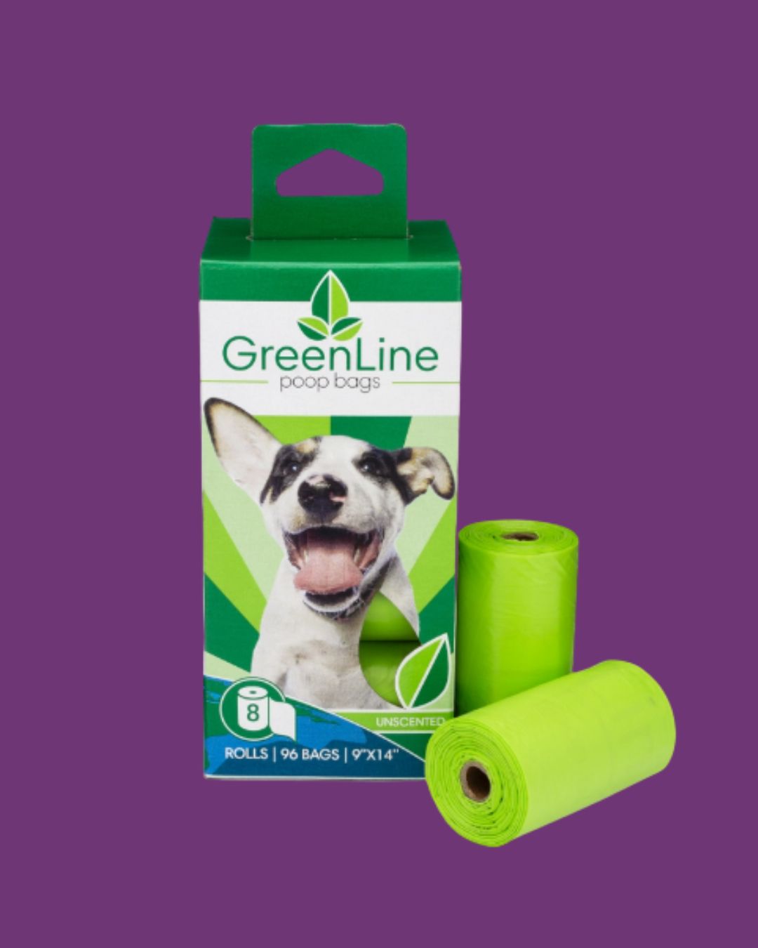 GreenLine Biodegradable Poop Bags - 8 Roll Pack