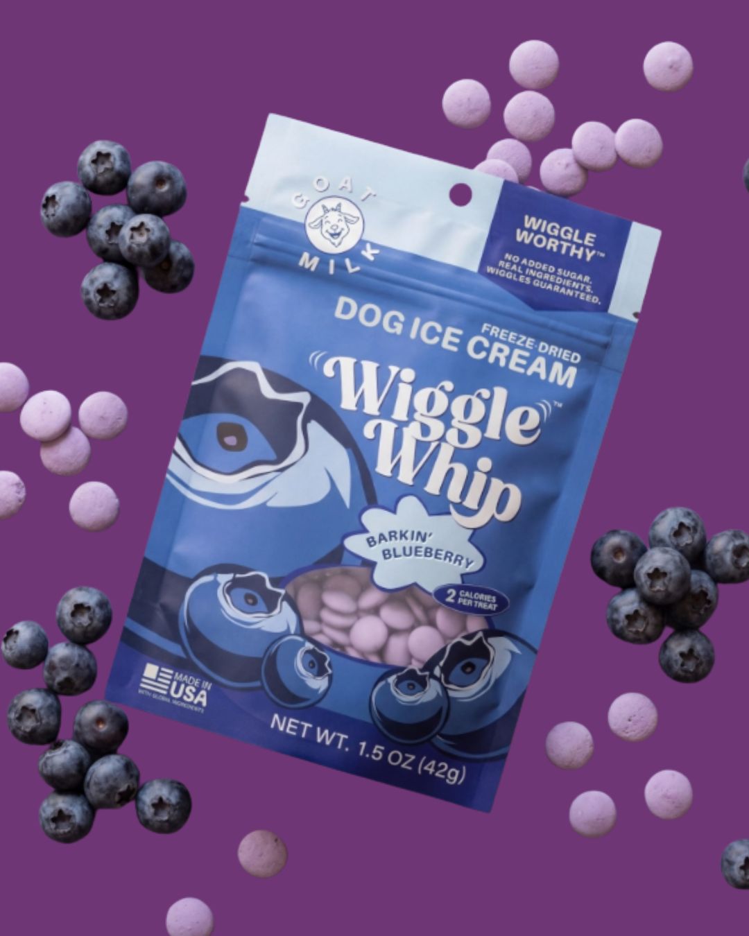 Wiggle Whip Freeze Dried Dog Ice Cream - Barkin' Blueberry