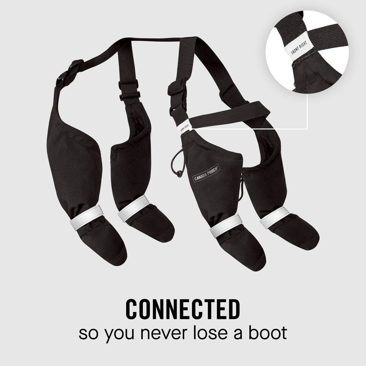 Suspender Boots, Connected Dog Boots with Leg Coverage, Color: Black, Size: 1