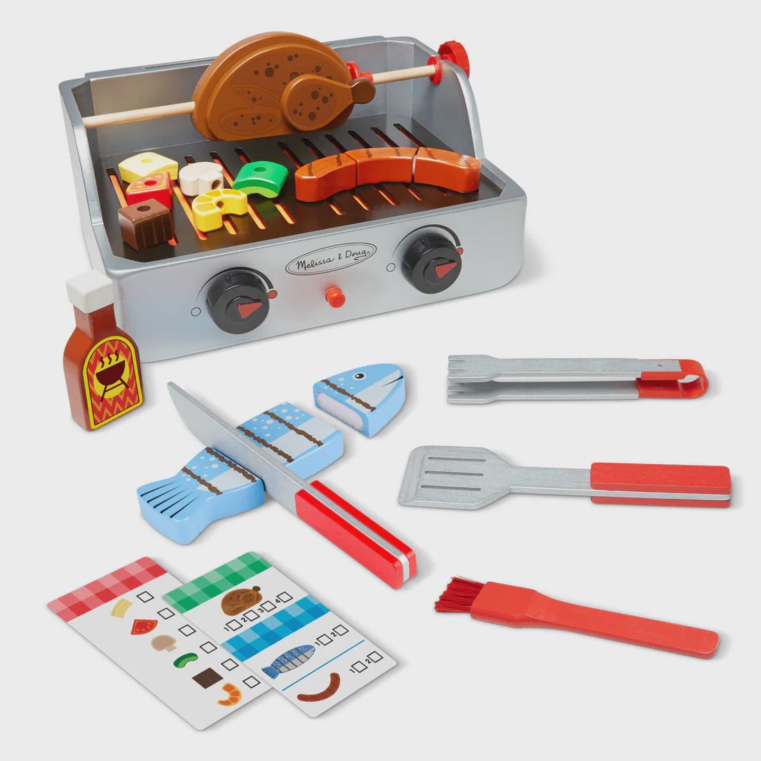 Melissa &amp; Doug Rotisserie &amp; Wooden Grill BBQ Set
