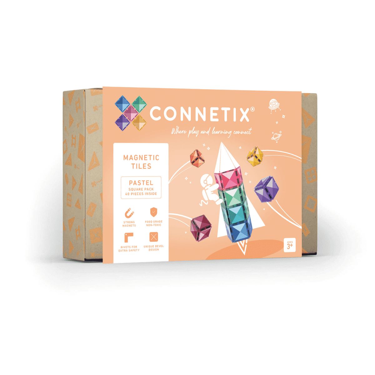 Connetix-Pastel Square Pack 40 Piece-CT-P-00040-SQ