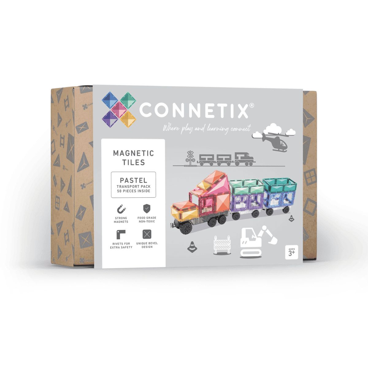 Connetix Pastel Transport Pack 50 pieces- CT-P-00050-TR
