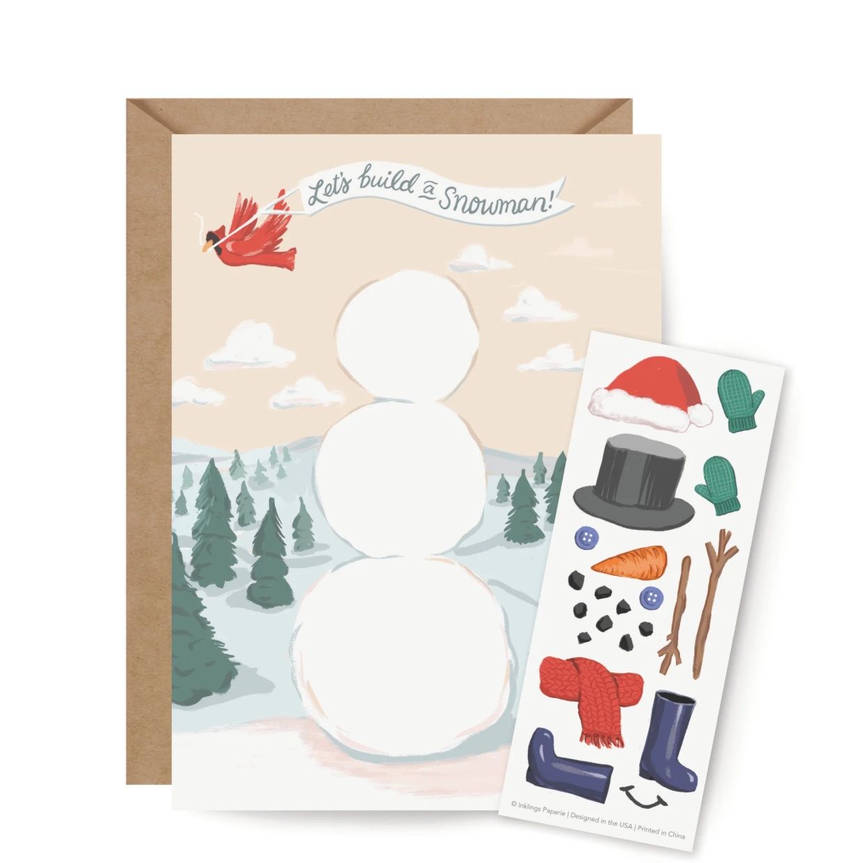 Sticker Scene Card - Build a Snowman - GCS011