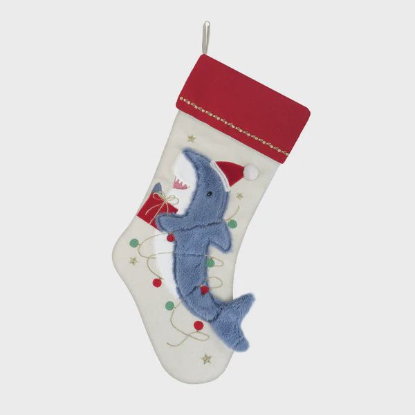Mon-Ami SANTA SHARK STOCKING / LINEN-SK1065