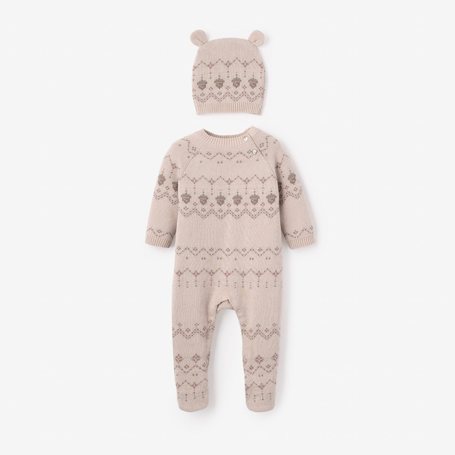 Elegant Baby- Acorn Fairisle Jumpsuit &amp; Hat