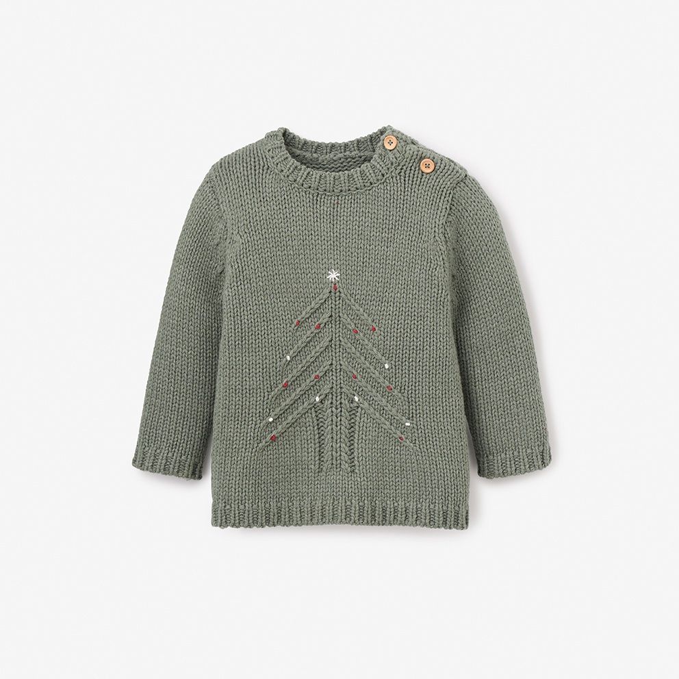 Elegant Baby- Green Christmas Tree Pullover