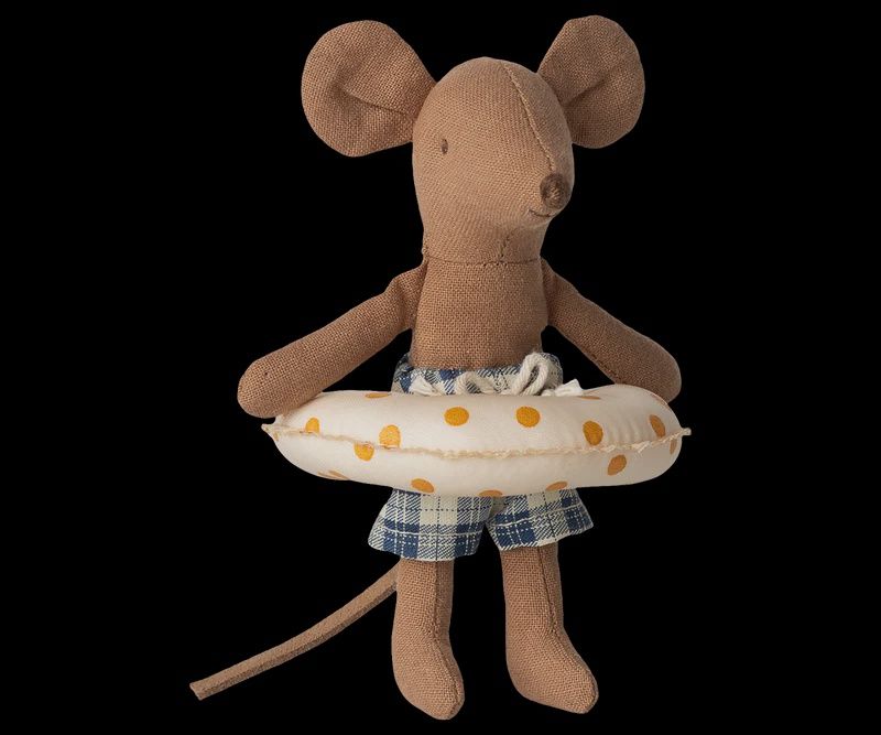 Maileg - beach mouse with float, little brother, yellow dots