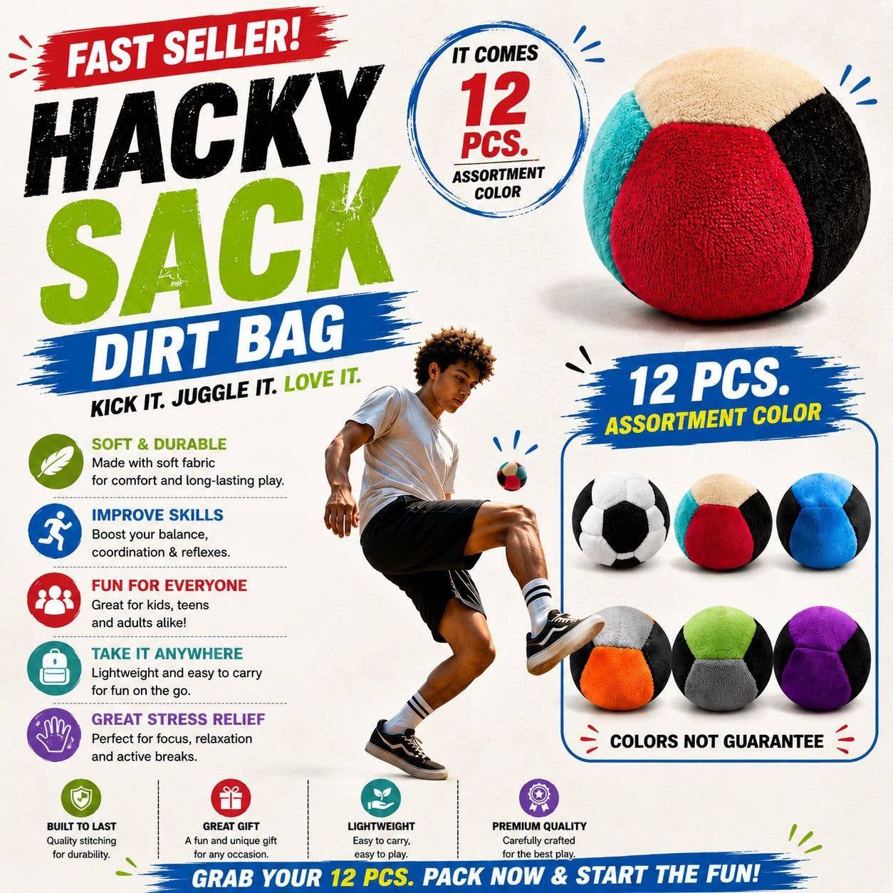 Dirt Bag Sand Bag Hacky Sack – Soft &amp; Durable Footbag