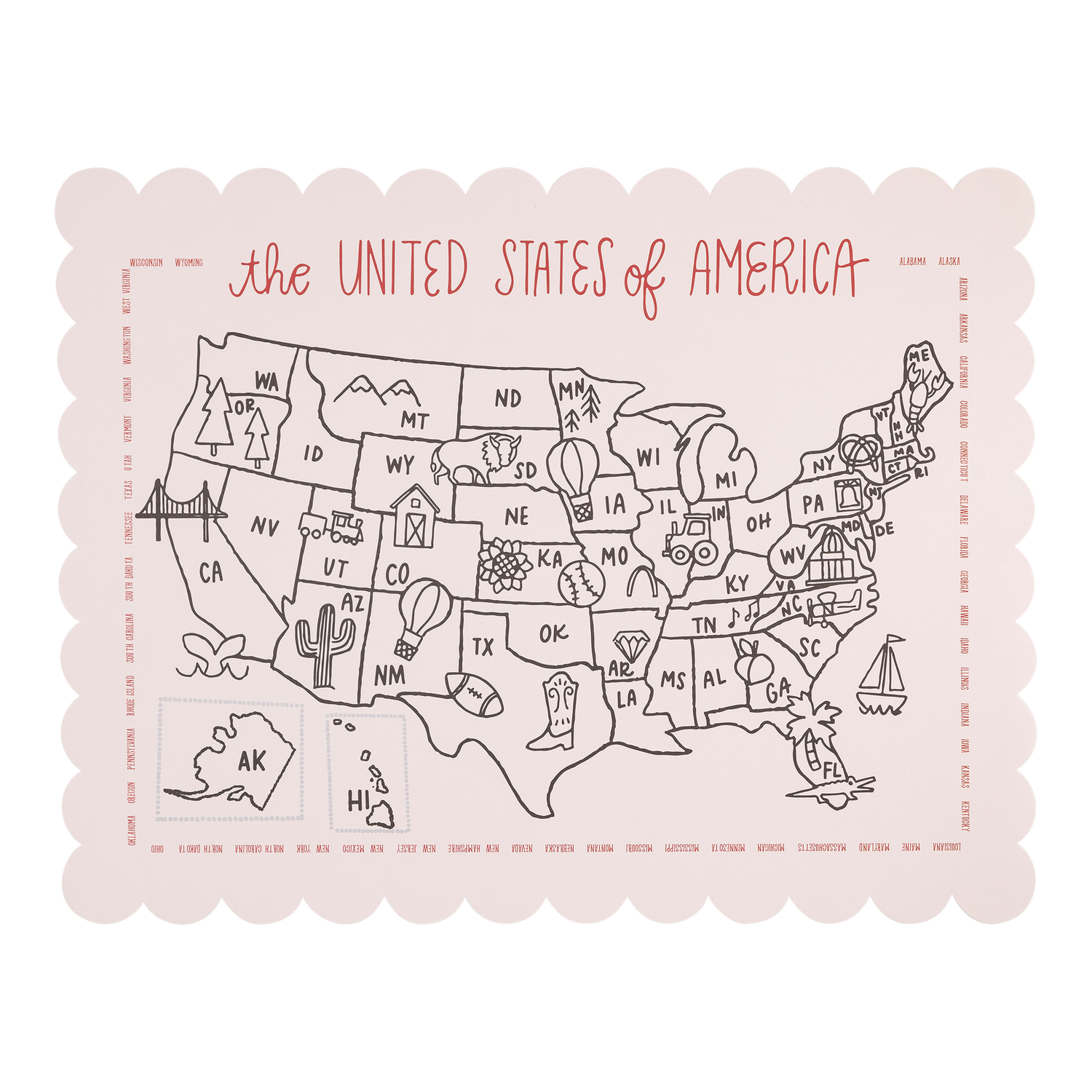 Faire  - Color the USA Map Paper Placemat #SSP1022