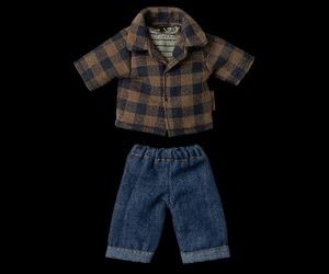 Maileg- Brown checked shirt &amp; pants- Dad