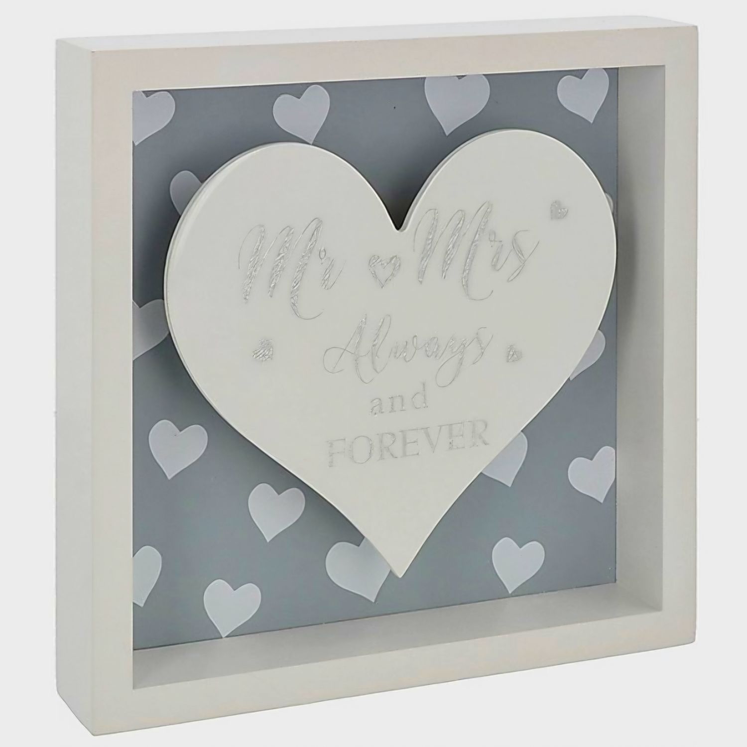 Sparkly Mr &amp; Mrs heart plaque