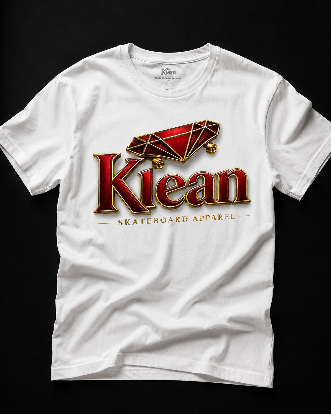 Men Slim Fit White T- Shirt (Klean Logo) Red/Gold