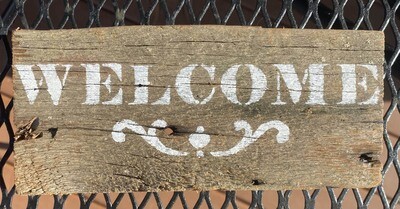 Small Welcome Sign on Reclaimed Barn Wood