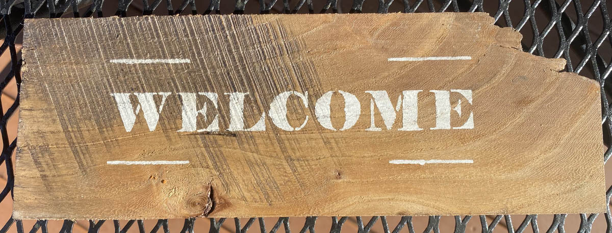 "Welcome" Sign on Reclaimed Wood