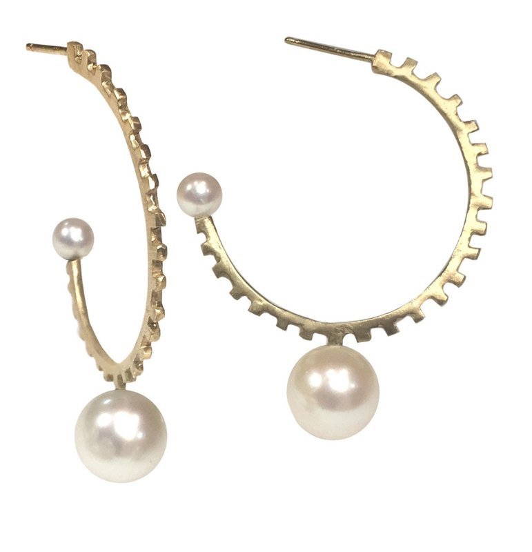 Double Pearl Hoops