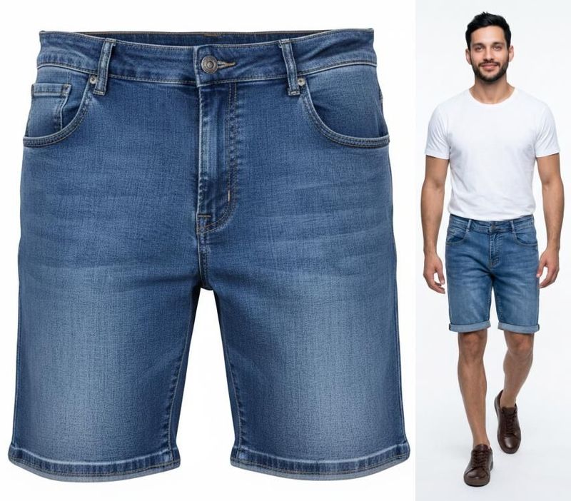 Bermuda Denim Slim Fit Estilo Casual Versátil