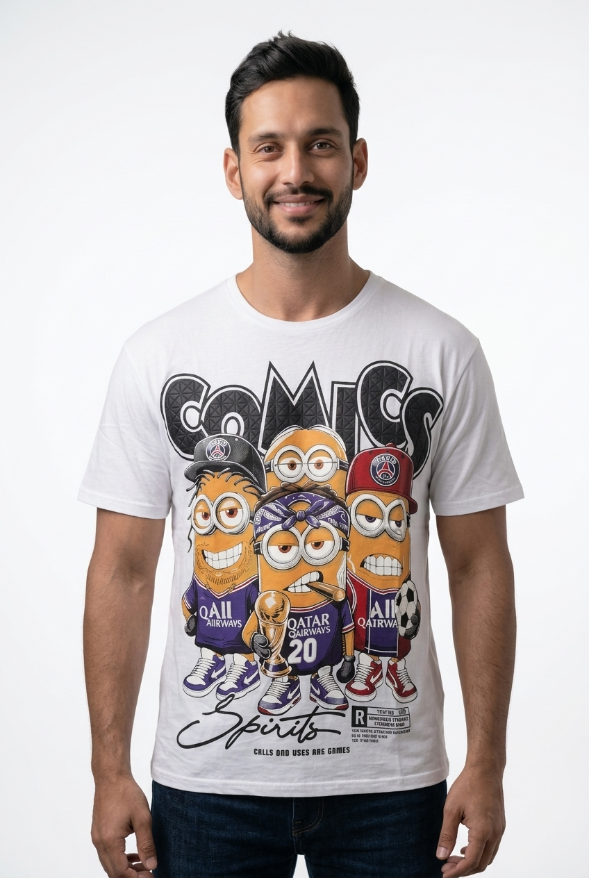 Camiseta Estampada Comics Estilo Urbano Único