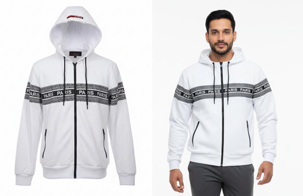 Sudadera con Cremallera y Capucha Paris Estilo Urbano