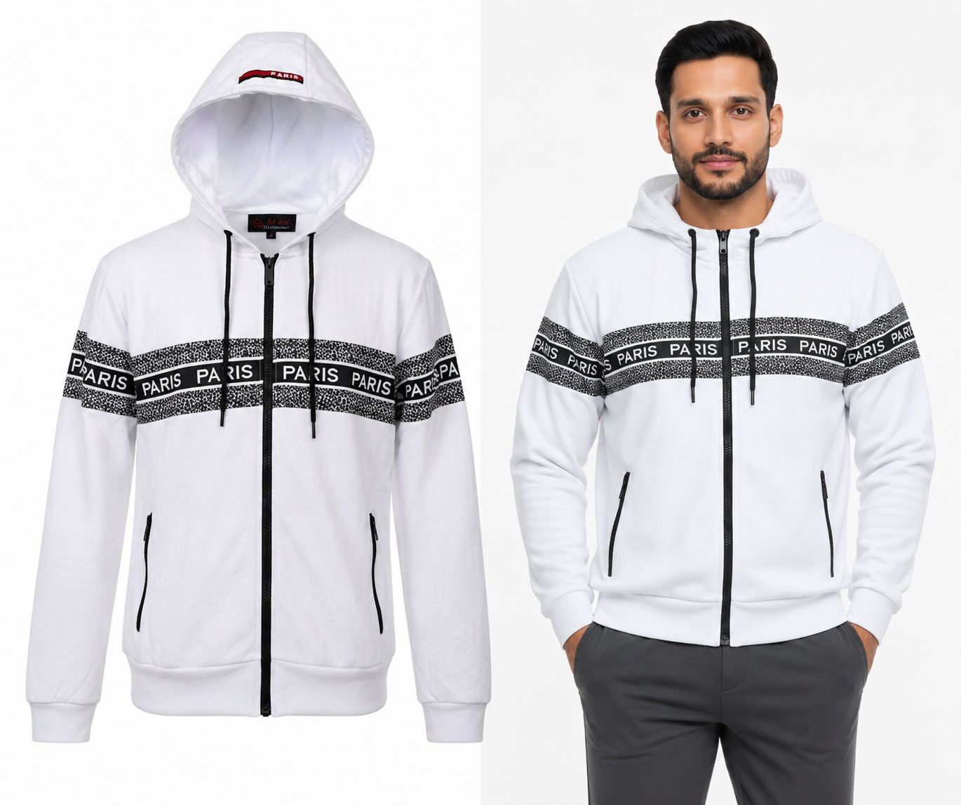 Sudadera con Cremallera y Capucha Paris Estilo Urbano
