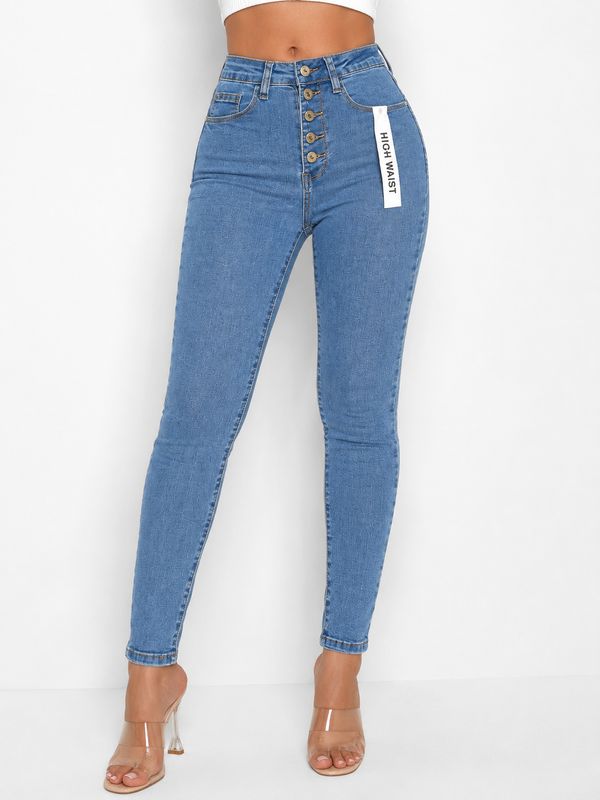 Vaquero Skinny de Tiro Alto con Botones Vaquero Skinny de Tiro Alto con Botones