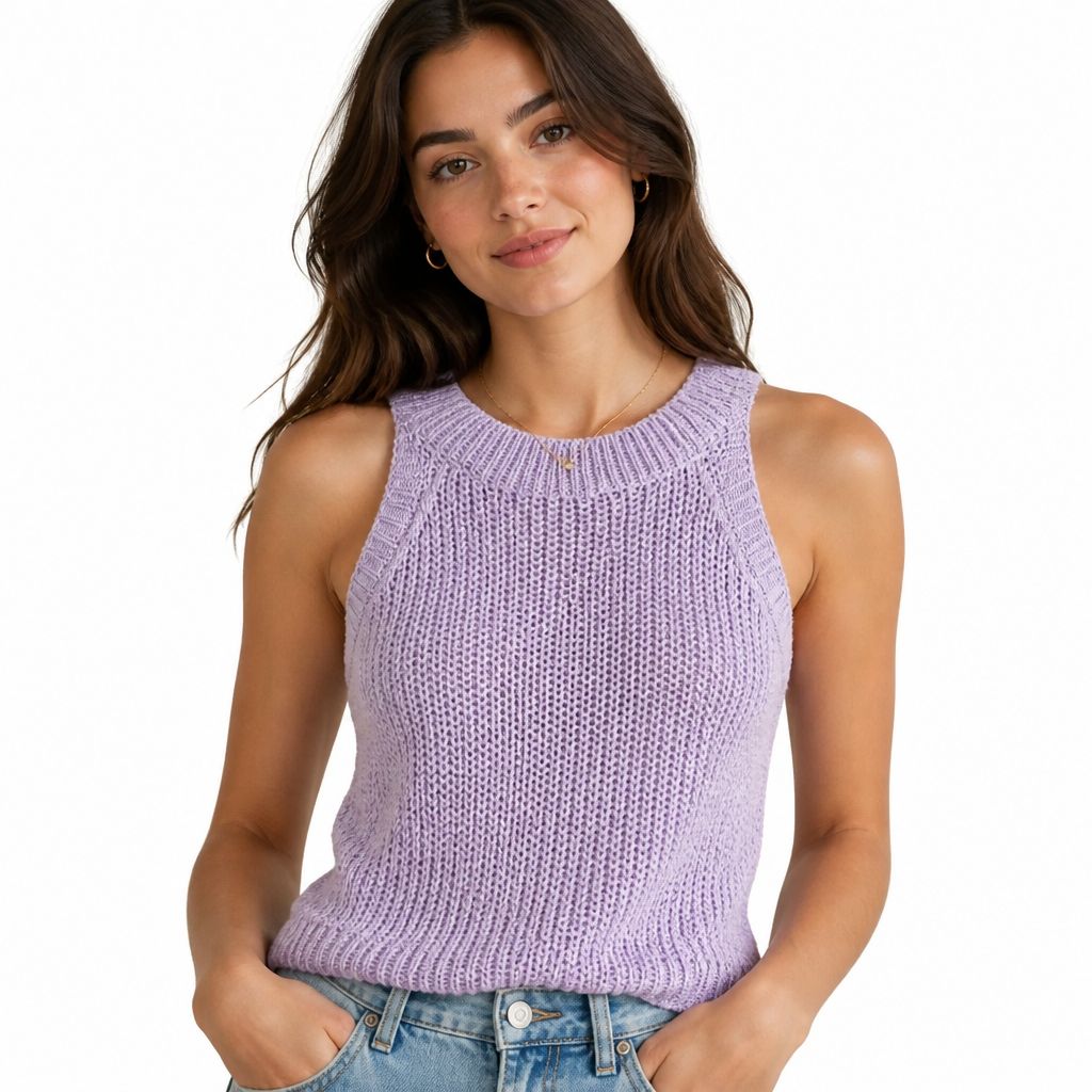 Top de Punto Calado con Cuello Halter