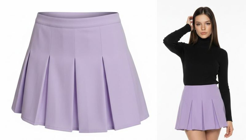 Falda Tablada de Corte A de Estilo Preppy y Urbano