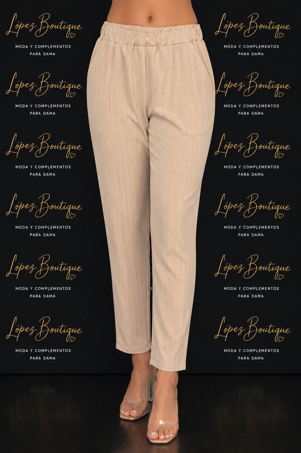 Pantalón de Vestir de Raya Diplomática con Pretina Elástica Pantalón de Vestir de Raya Diplomática con Pretina Elástica