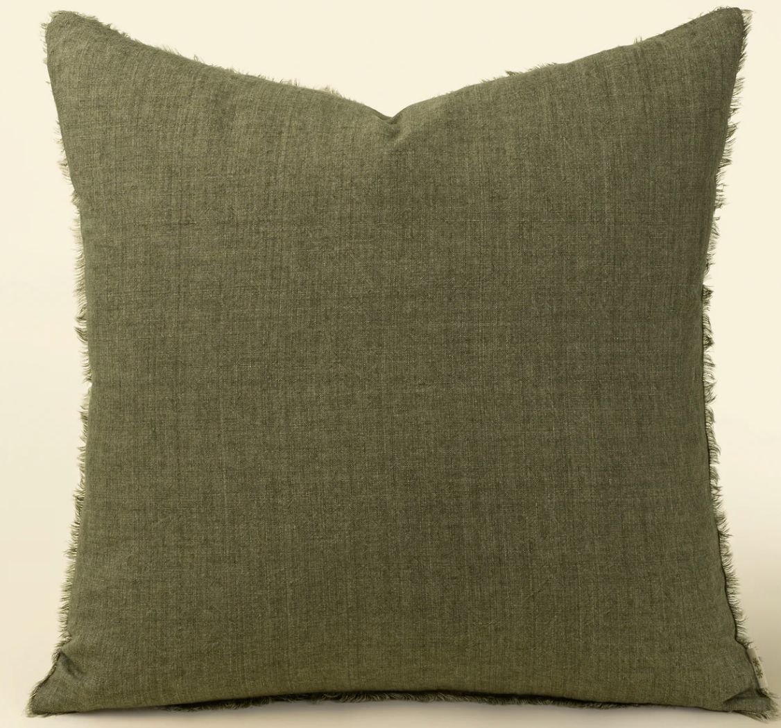 24x24 Lina Linen Pillow Kelp Cover with Filler