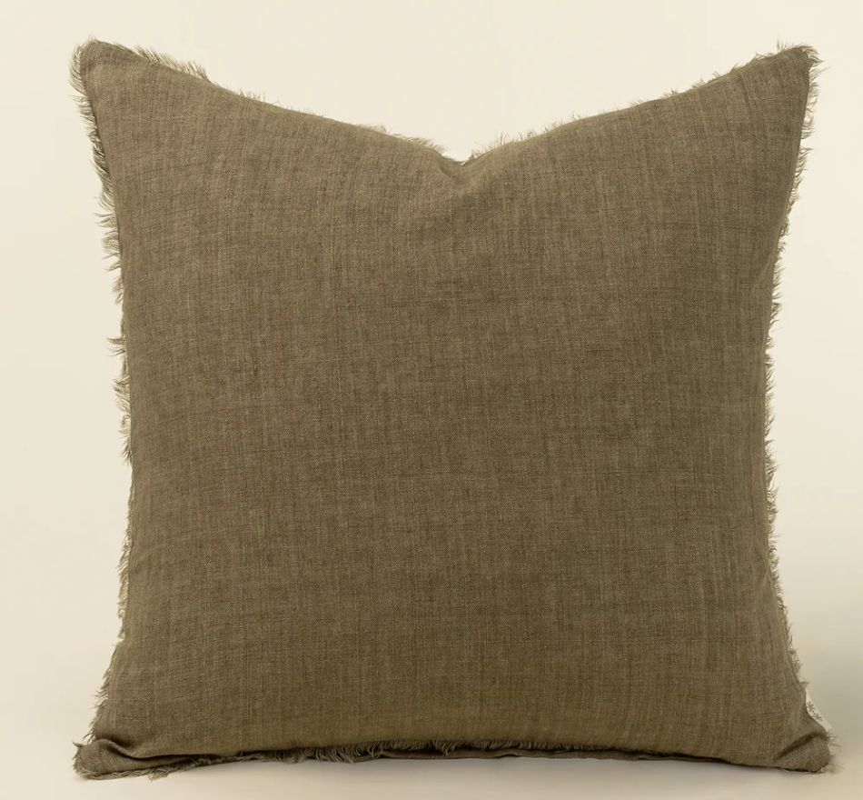 24x24 Lina Linen Pillow Hazelnut Cover with Filler