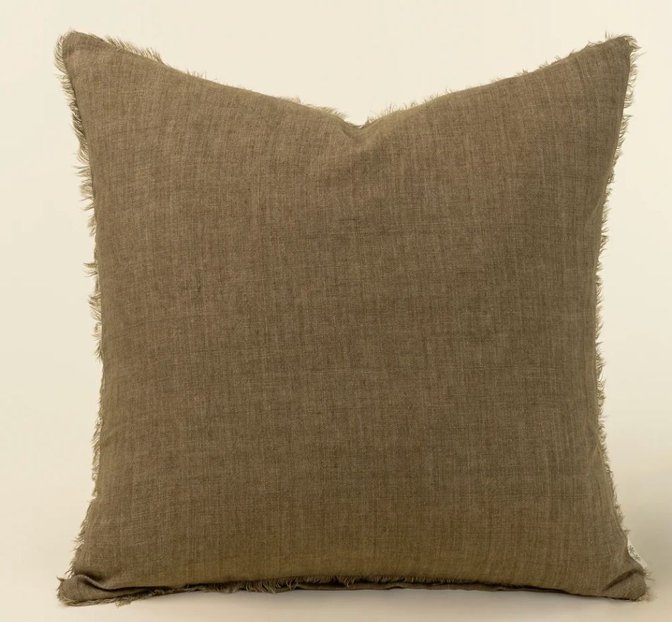 24x24 Lina Linen Pillow Hazelnut Cover with Filler