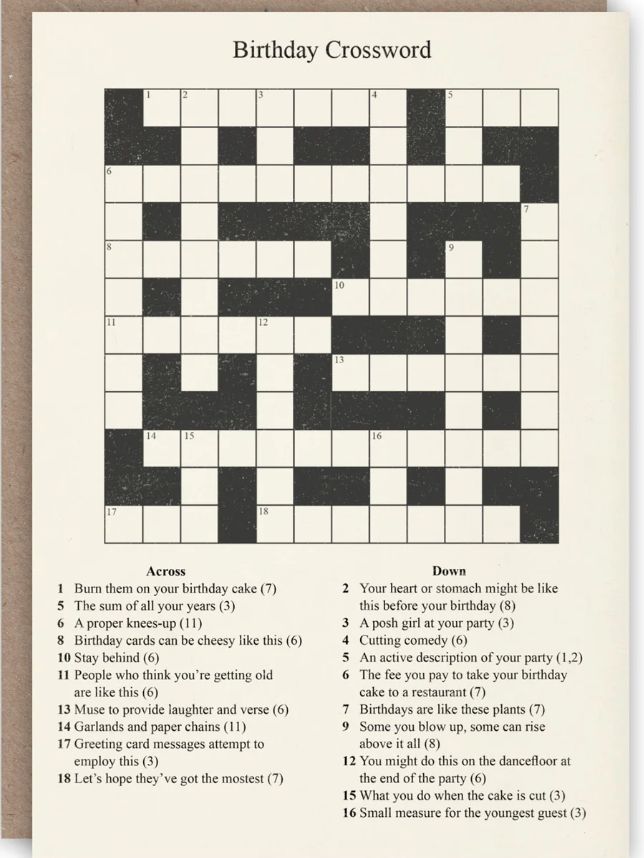 Crossword Birthday Card