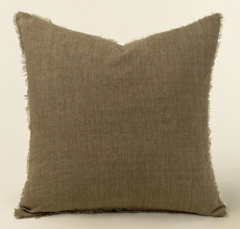 20x20 Lina Linen Pillow Hazelnut Cover with Filler