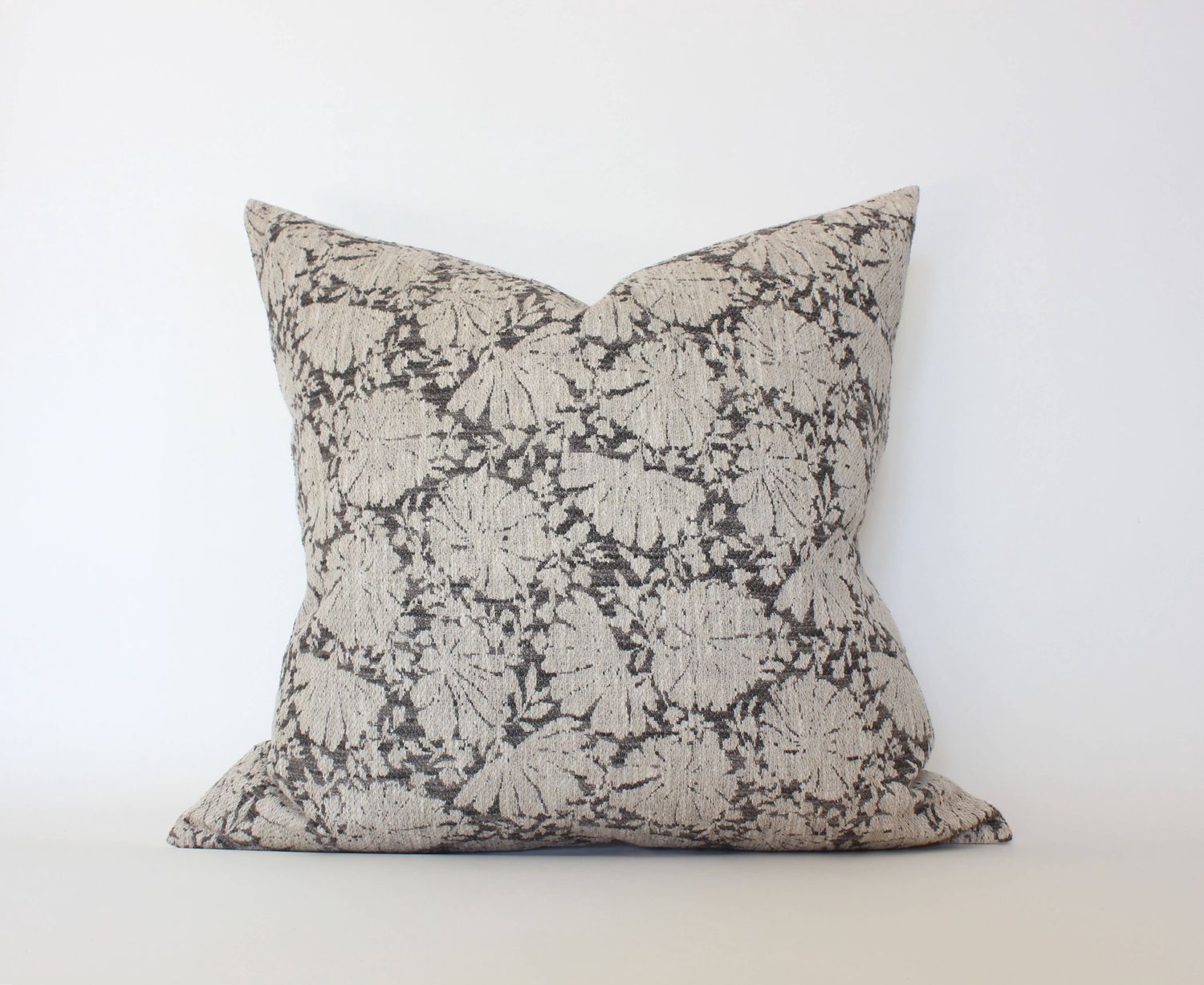 Charcoal Floral Throw Pillow Cover, Gray Pillow | Charlotte : 20x20