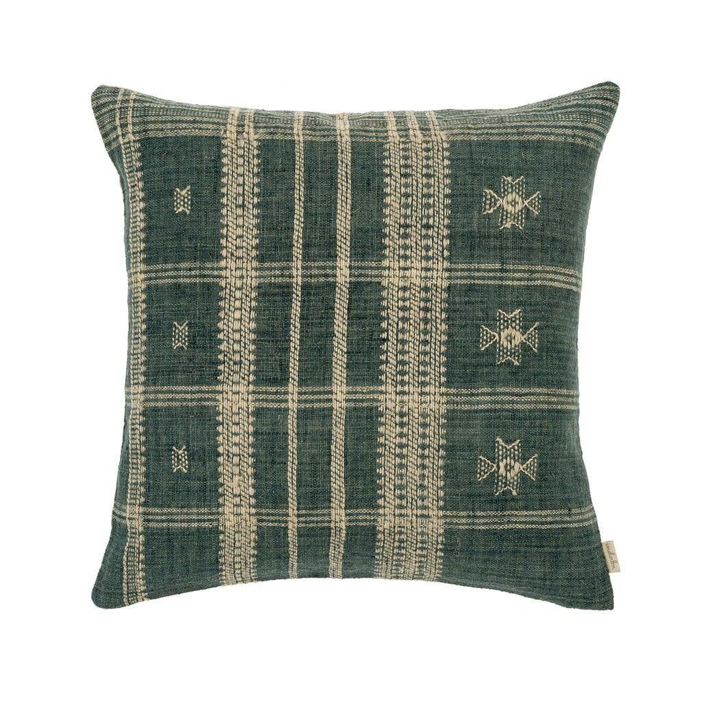 20x20 Bhujodi Wool Handloom Pillow, Denim: Cover with Filler