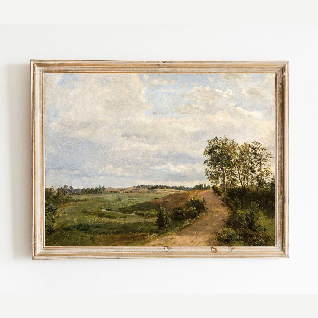 Road Across the Hills Landscape Antique Art Print in Barn Wood Frame 8x10