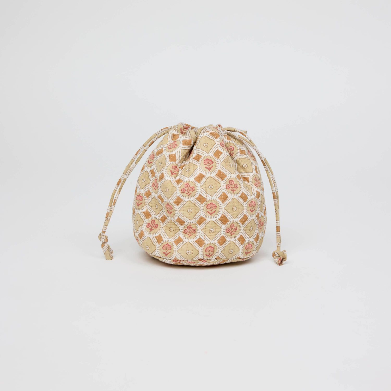 Block Printed Pouch in Ochre Spring Bloom