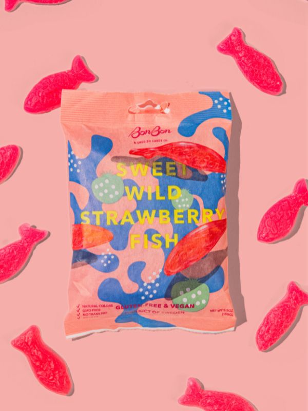 Sweet Wild Strawberry Fish - Swedish Candy 5.2oz (150g)(1)
