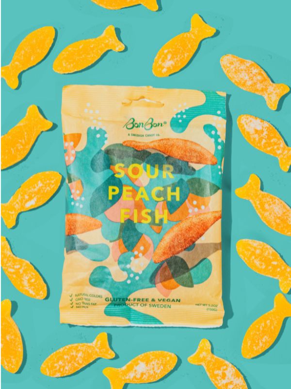 Sour Peach Fish - Swedish Candy 5.2oz (150g)(1)
